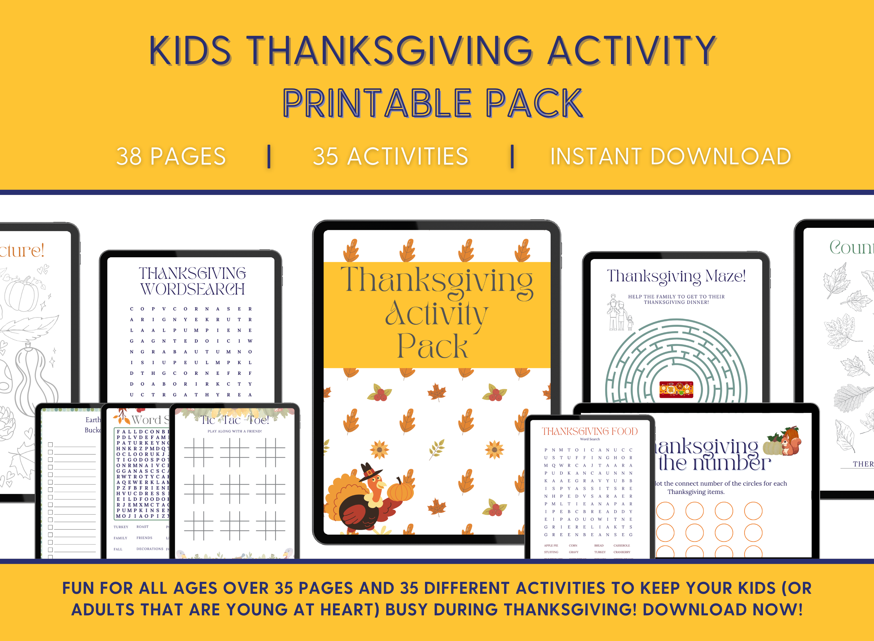 Kids Thanksgiving Activities Printable Pack