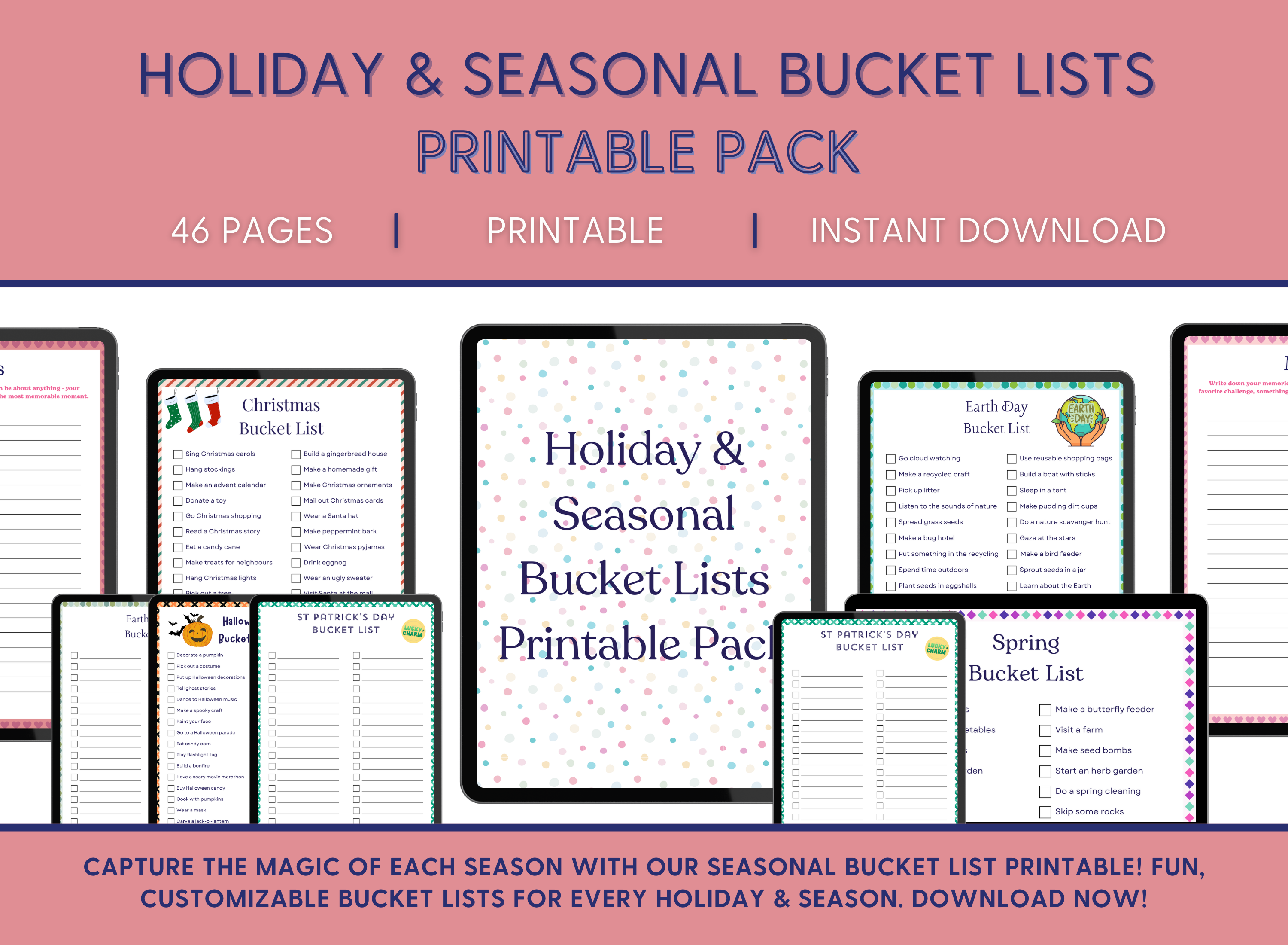 Holiday & Seasonal Bucket Lists Printable Pack