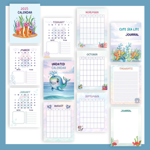 2025 Calendar + Undated Monthly Calendar + Journal Pages