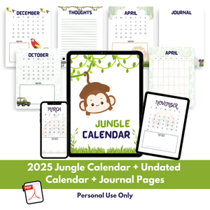 2025 Calendar + Undated Monthly Calendar + Journal Pages