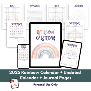 2025 Calendar + Undated Monthly Calendar + Journal Pages