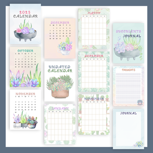 2025 Calendar + Undated Monthly Calendar + Journal Pages