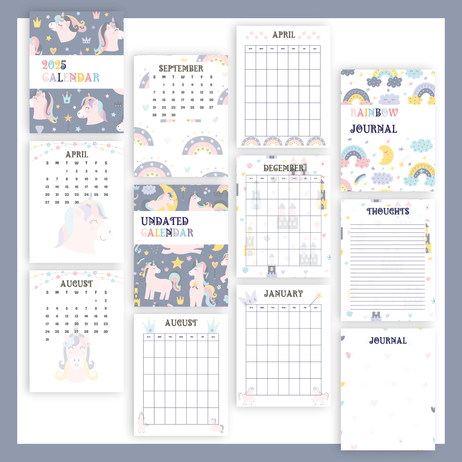 2025 Calendar + Undated Monthly Calendar + Journal Pages