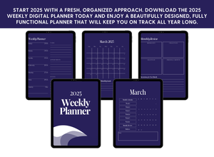 2025 Weekly Digital Planner - Navy & White