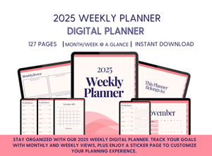 2025 Weekly Digital Planner - Pink & Cream