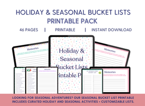 Holiday & Seasonal Bucket Lists Printable Pack