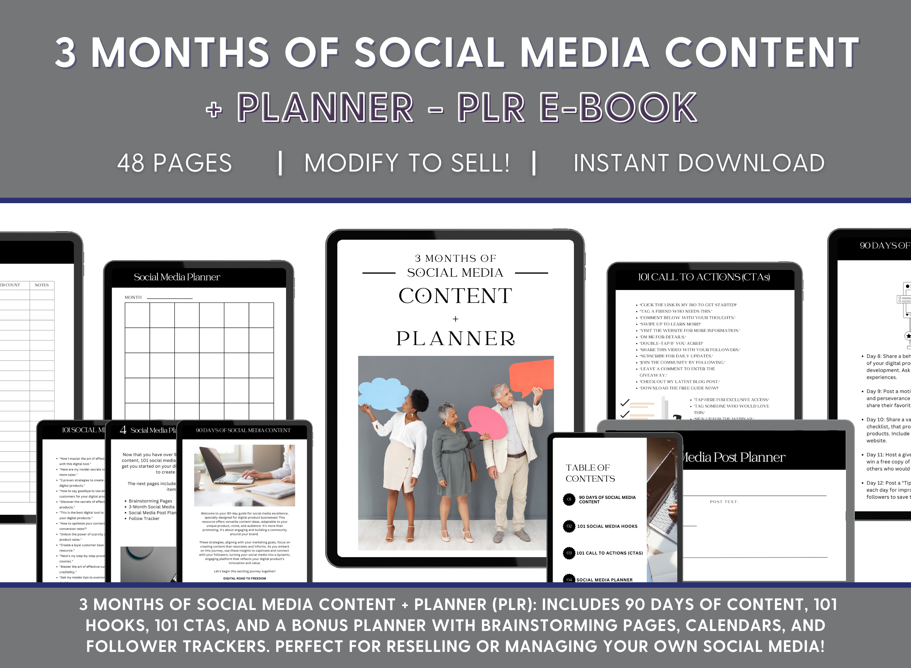 Smart Social - 3 Months of Social Media Content + Planner - PLR