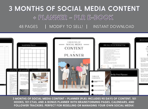 Smart Social - 3 Months of Social Media Content + Planner - PLR