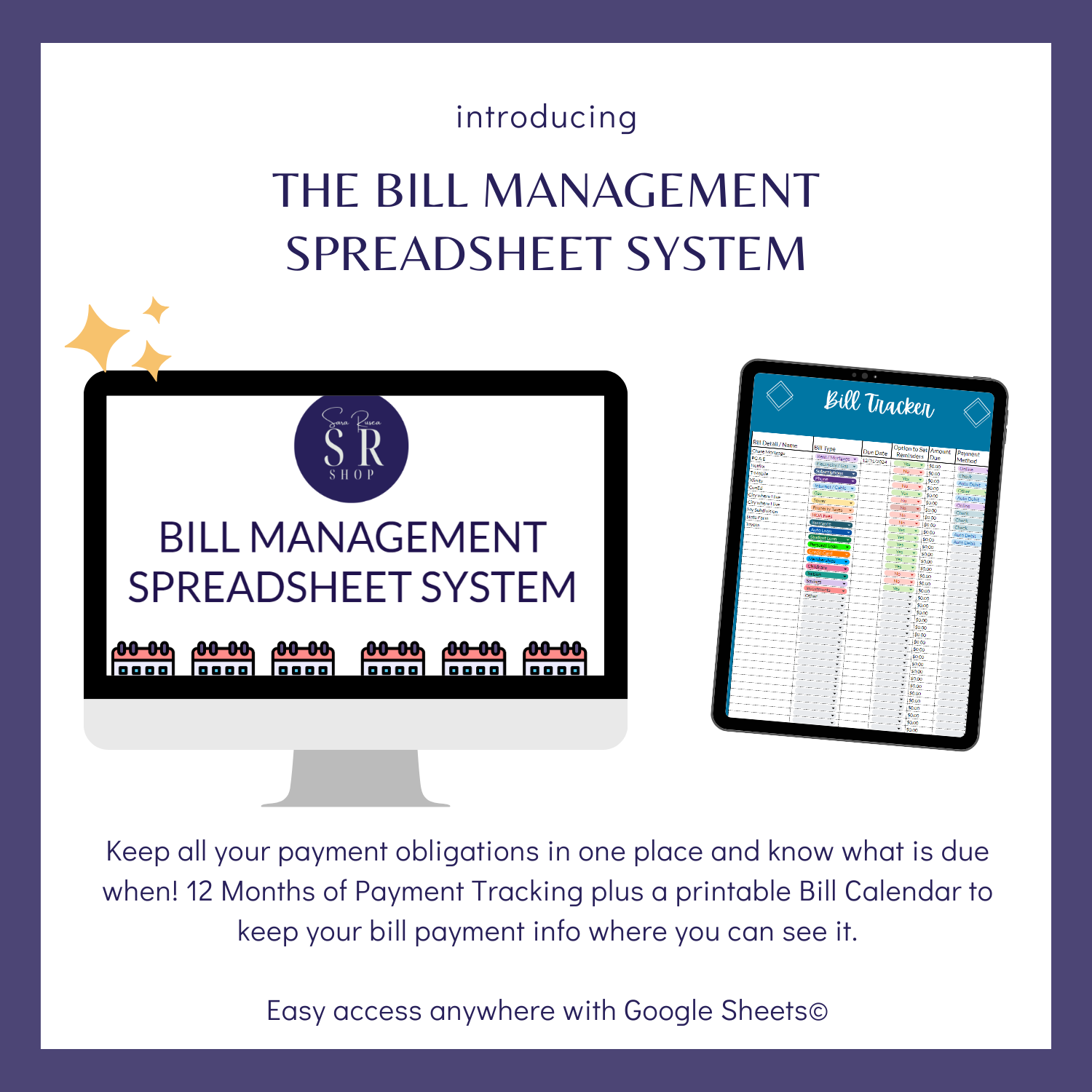 Bill Management Spreadsheet System