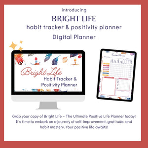 Bright Life Digital: Habit Tracker & Positivity Planner - Watercolor Boho