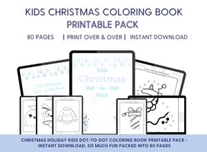 Kids Christmas Dot-to-dot Coloring Book Printable Pack