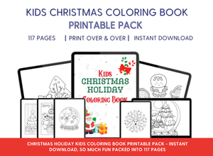 Kids Christmas Holiday Coloring Book Printable Pack