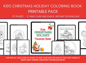 Kids Christmas Holiday Coloring Book Printable Pack