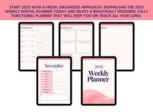 2025 Weekly Digital Planner - Pink & Cream