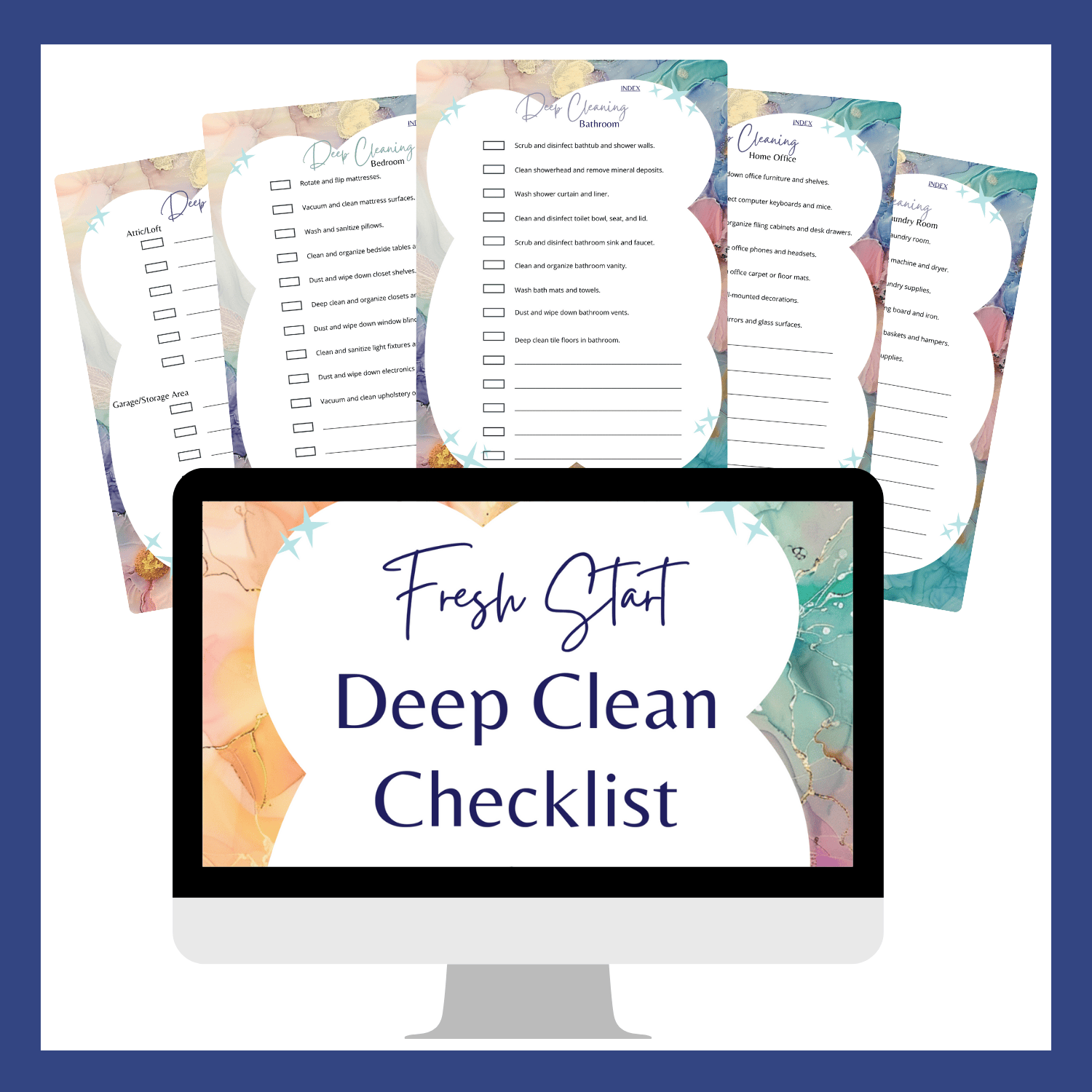 Deep Cleaning Checklists - Bathroom, Bedroom, Home Office and more