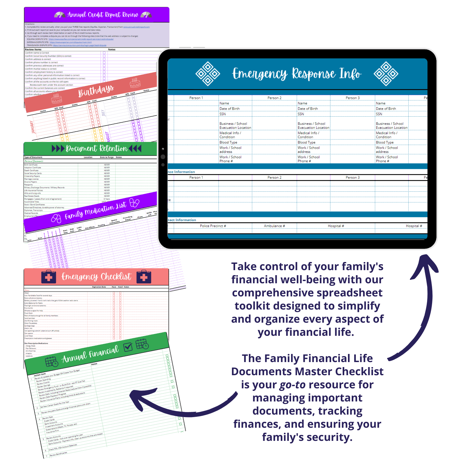 Family Financial Life Documents Master Checklist Spreadsheet