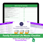 Load image into Gallery viewer, Family Financial Life Documents Master Checklist Spreadsheet
