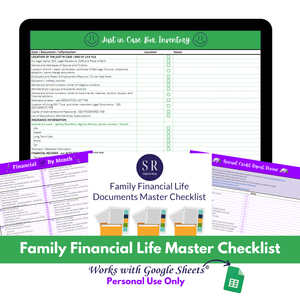 Family Financial Life Documents Master Checklist Spreadsheet