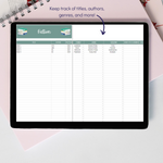 Load image into Gallery viewer, Reading Planner &amp; Tracker Spreadsheet for Fiction
