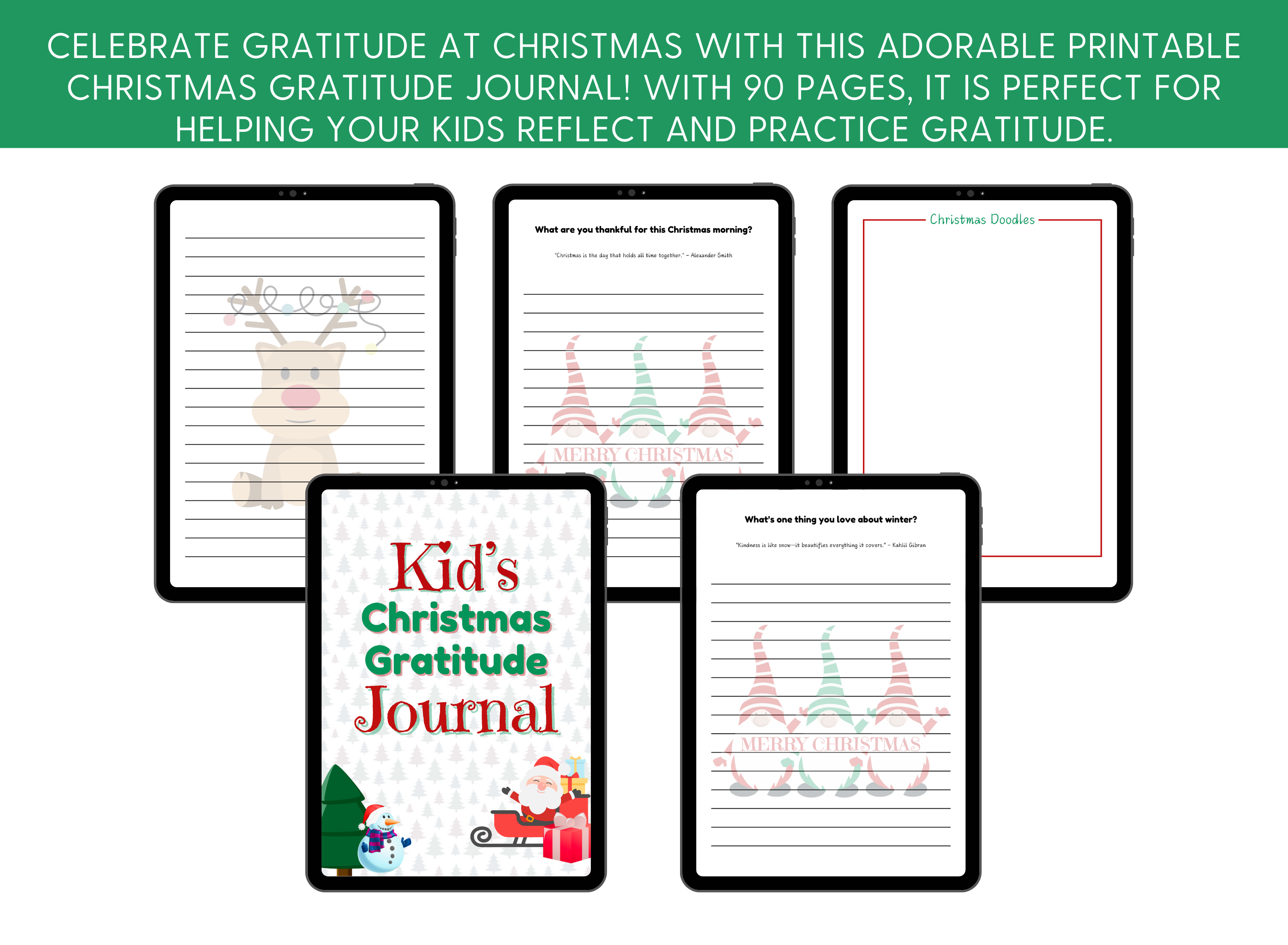 Kids Christmas Gratitude Journal Printable