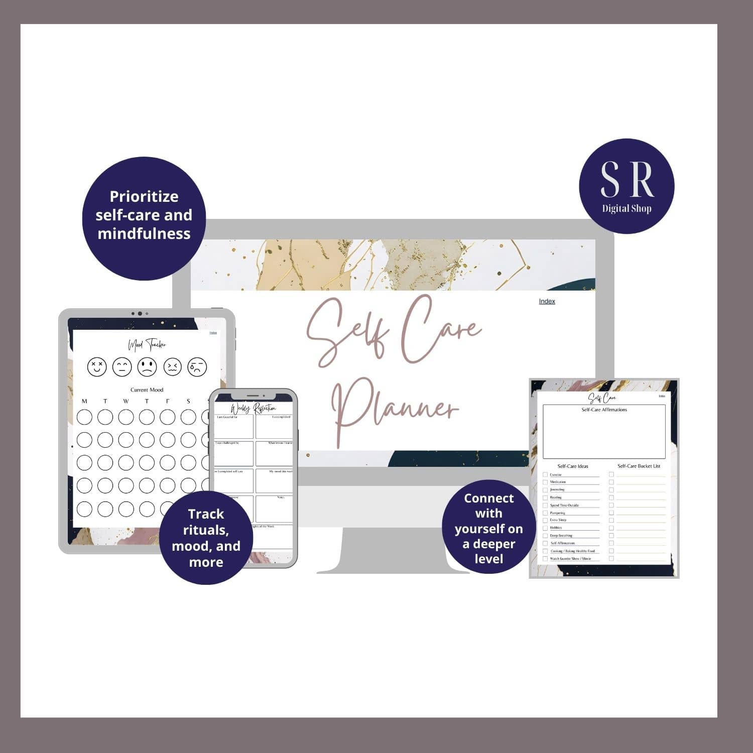 Blissful Balance Digital Planner - Abstract Modern Marble