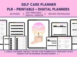 Self Care Printable Planner + Digital Planner - PLR