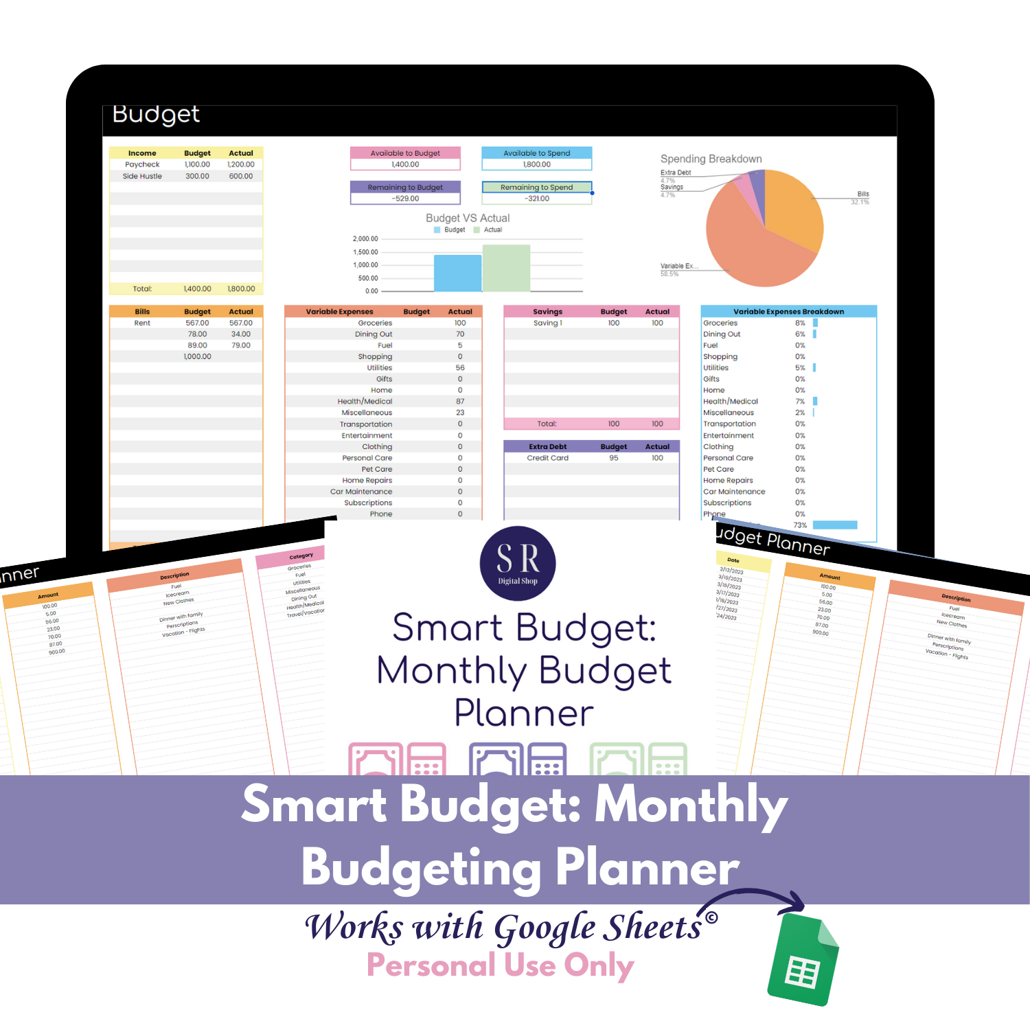 Smart Budget: Monthly Budgeting Planner Spreadsheet