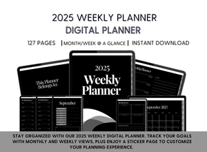 2025 Weekly Digital Planner - Black & Gray