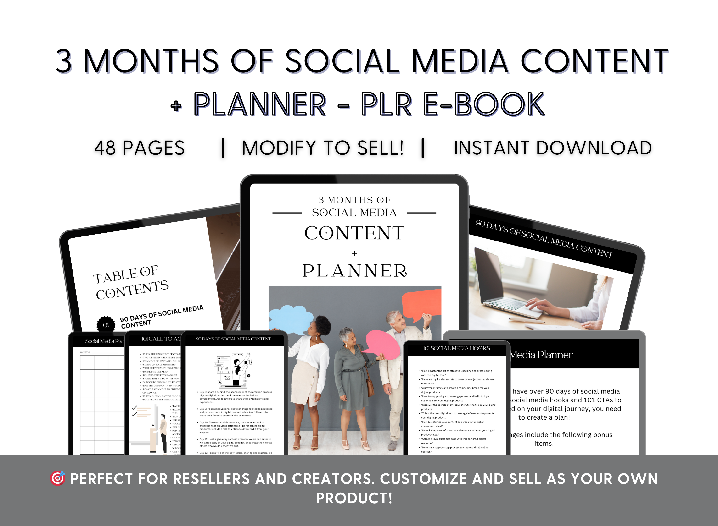 Smart Social - 3 Months of Social Media Content + Planner - PLR